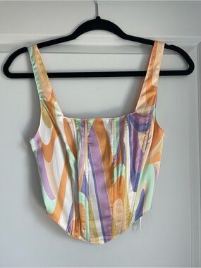 Pastel Wave Printed Corset Top - Multi